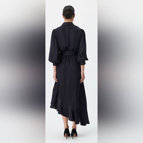 Bardot Aaliyah Wrap Midi Dress In Navy NWT size 12 - Picture 2 of 5